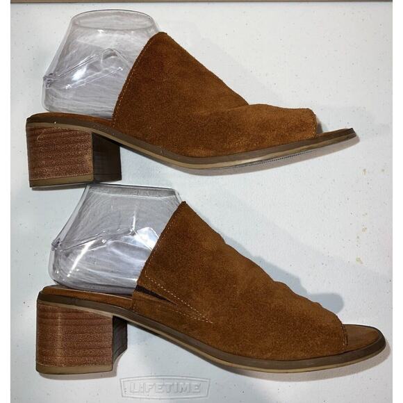 Steve Madden Richelle Mule Suede Sandal Womens Size 9M Slip On Heel Tan - Picture 3 of 9